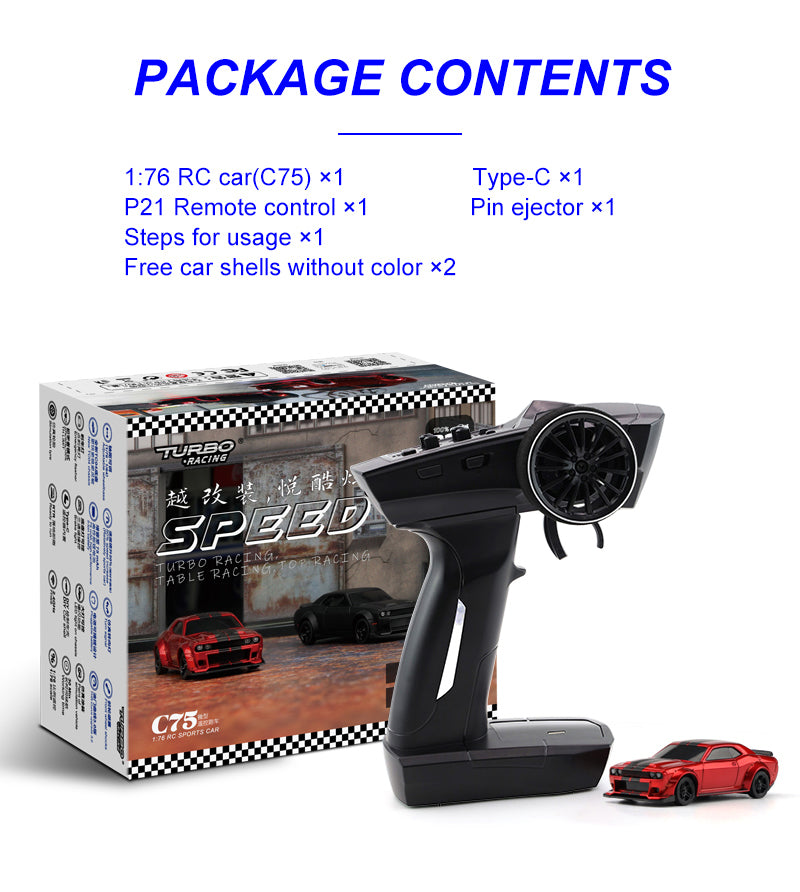 Turbo Racing C75 2.O 1:76 Remote Control RC Car